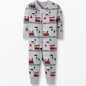 Hanna Andersson Holiday Christmas Trains Night Sleeper in Organic Cotton, 50 cm